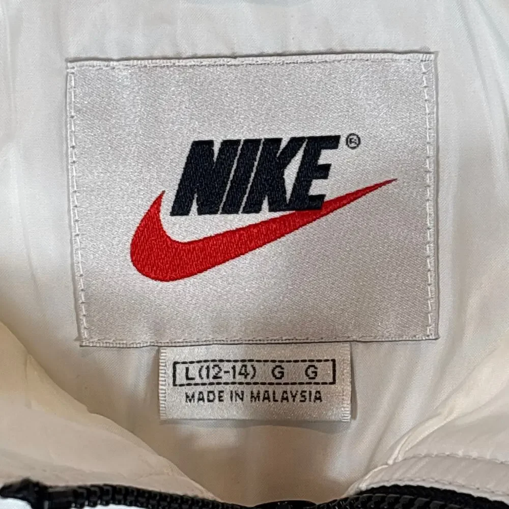 Vintage Nike Jacket LG (12-14) Black White Windbreaker Track Full Zip Swoosh 90s